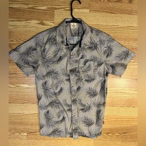 Mossimo Italian Shirt Button Up Short Sleeve Size L Hawaiian Beach Grey Like New